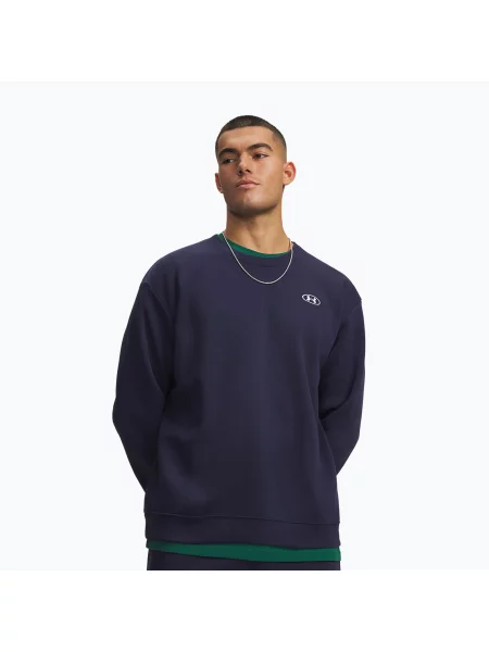 Hanorac crewneck Under Armour din fleece alb
