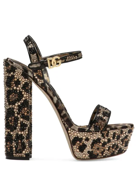Sandale Dolce & Gabbana cu platformă cu imagine cu model leopard maro