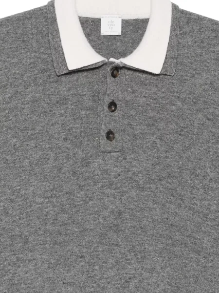 Gulerat lung tricou polo Eleventy gri