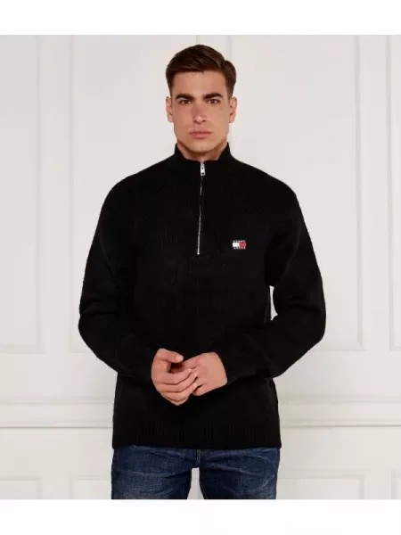Tommy Jeans Pulover cu adaos de lână negru