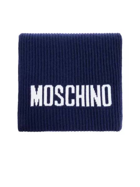 Moschino szalik z wełną niebieska