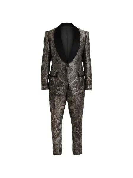 Costum Dolce & Gabbana cu model floral din jacard maro