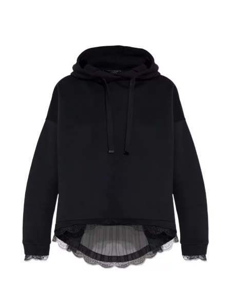 Hanorac cu glugă Allsaints din dantelă negru