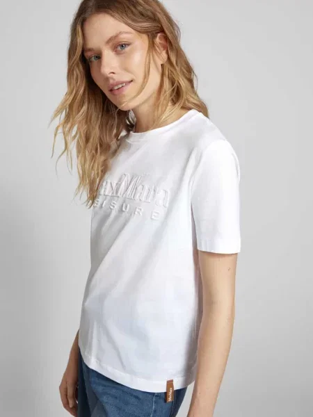 T-shirt z napisem z logo model ‘PAGGIO’ Max Mara Leisure biała