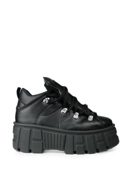 Sneakerși Altercore cu șireturi cu platformă din dantelă negru