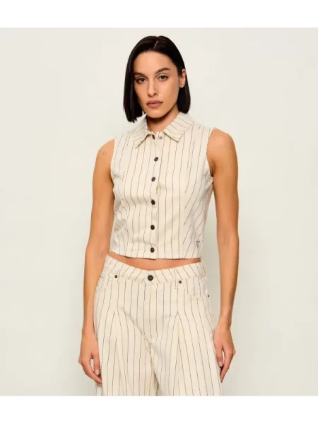 Guess Jeans De blugi cămașă | Cropped Fit bej