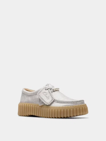 Кожаные ботинки Clarks серебряные