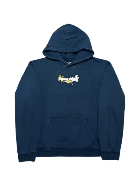 Hanorac cu glugă Denim Tears cu model floral cu autograf albastru