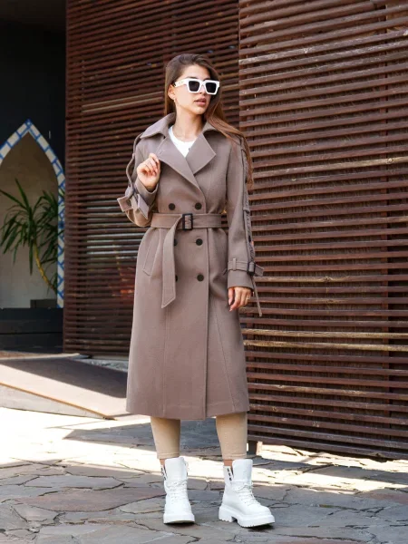 Пальта та плащі MilaNova мокко вовна/віскоза