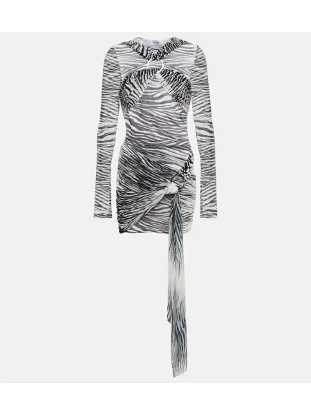 Rochie The Attico cu imagine din tul cu model zebră negru