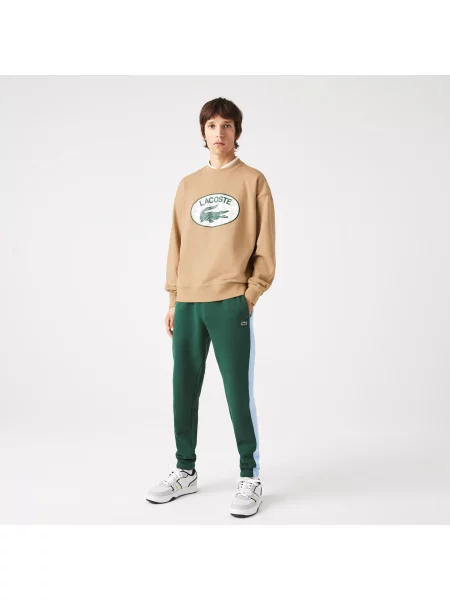 Lacoste Bluza O Luźnym Kroju Z Nadrukiem Monogramu Marki Lacoste beżowa