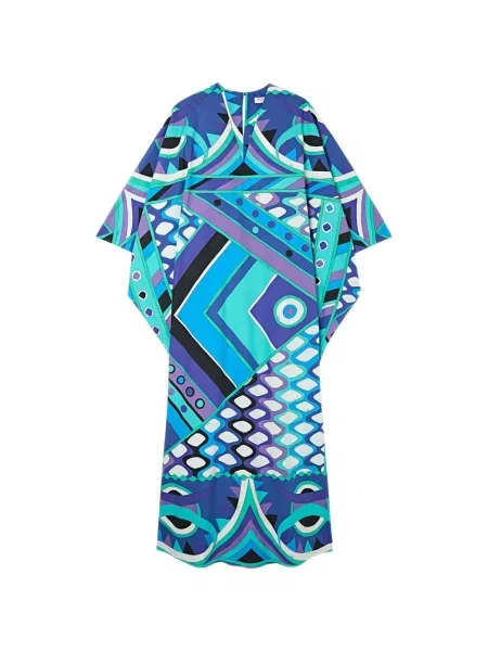 Top Pucci cu imagine cu decolteu în V albastru
