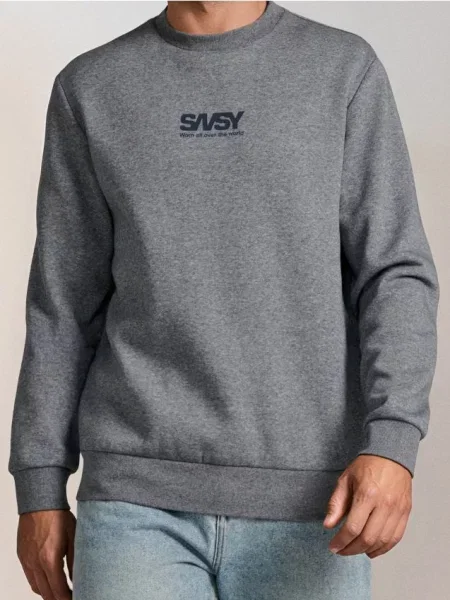 Sinsay Bluza crewneck z napisem szary