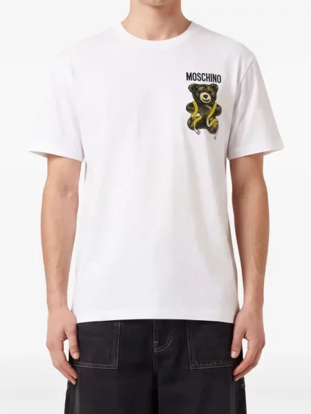 Ursuleț de pluș tricou Moschino cu imagine alb