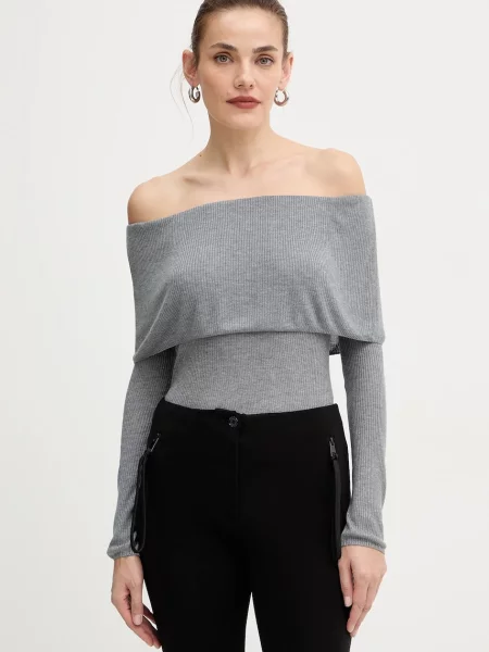 Guess longsleeve MELANIE dekolt hiszpański szary