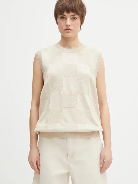 Carhartt WIP vestă din Checker Vest Sweater light bej