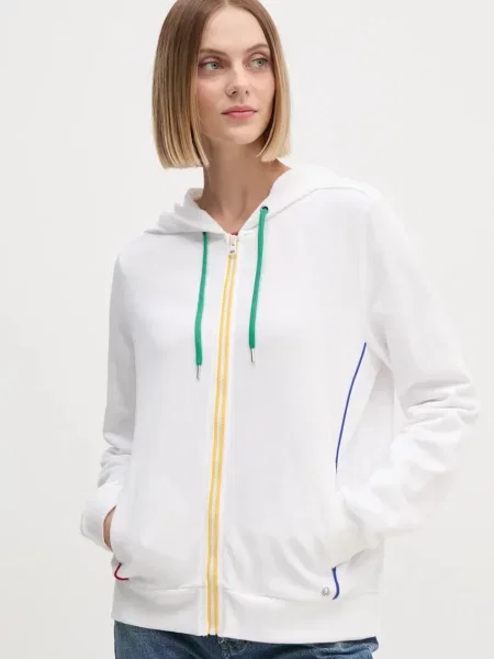 United Colors of Benetton hanorac de femei cu glugă neted alb