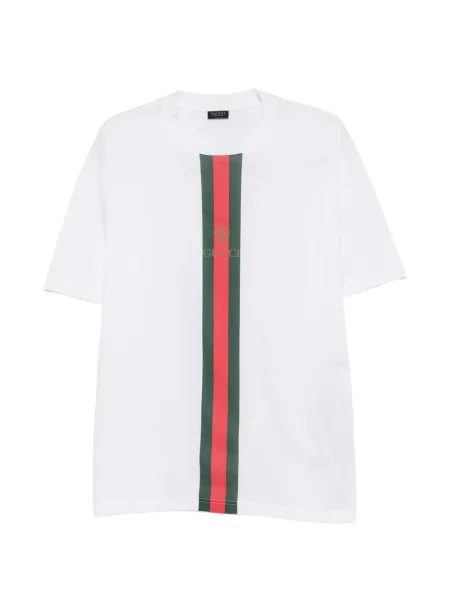 Tricou Gucci cu dungi cu imagine alb