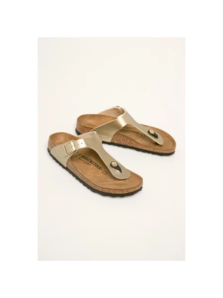 Birkenstock japonki Gizeh złoty na płaskim żółte