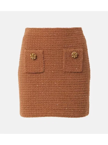 Fustă tip creion Self-portrait tricotate maro