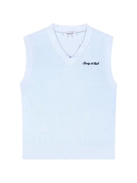 Vestă Sporty & Rich cu broderie din material terry albastru