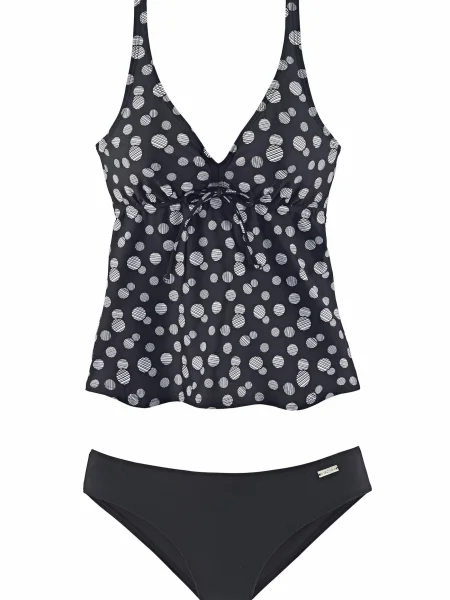 LASCANA Costum de baie Tankini negru alb