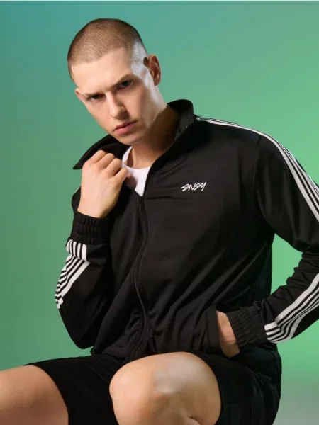 Sinsay Bluza bomberka z lampasami czarny