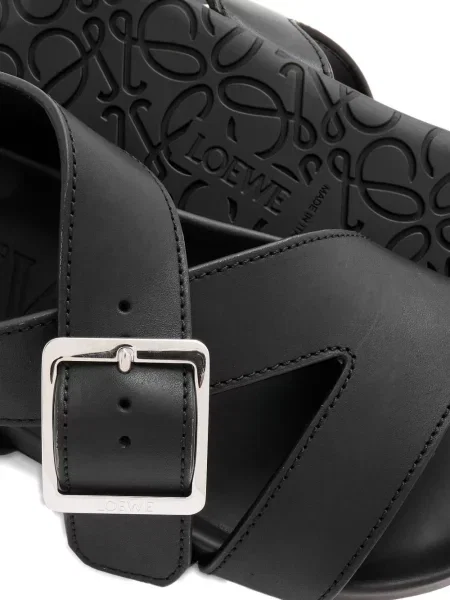 Sandale Loewe fără toc cu cataramă negru