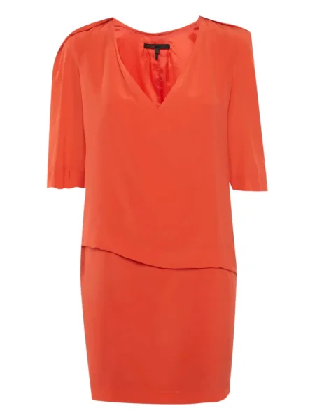 Rochie mini Maje de mătase cu decolteu în V de costum roșu