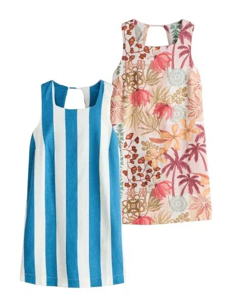 Next Rochie de vară albastru / maro / portocaliu caisă alb