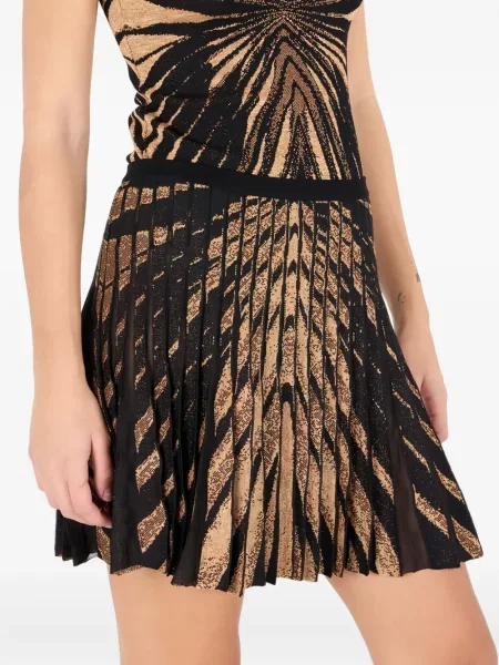 Fusta plisata Roberto Cavalli cu imprimeu abstract plisată auriu