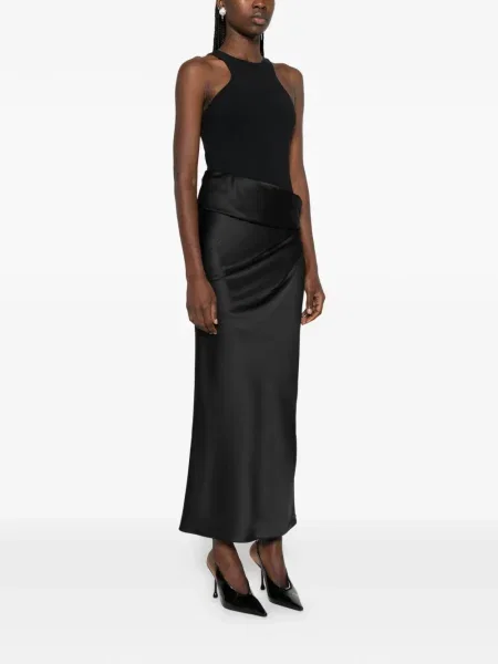 Rochie maxi Patrizia Pepe din satin de costum negru