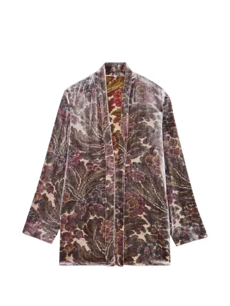 Geacă Ottod’ame cu model floral cu imagine roșu