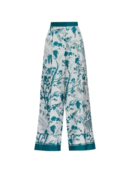 Pantaloni Erdem de mătase cu imagine albastru