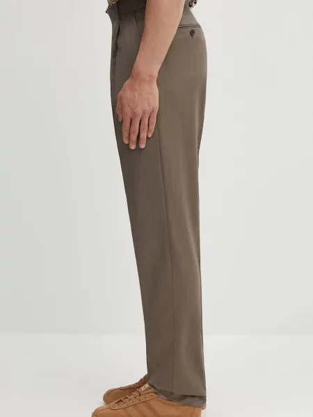 Μάλλινα παντελόνια Wacko Maria PLEATED TROUSERS ανδρικό μπεζ