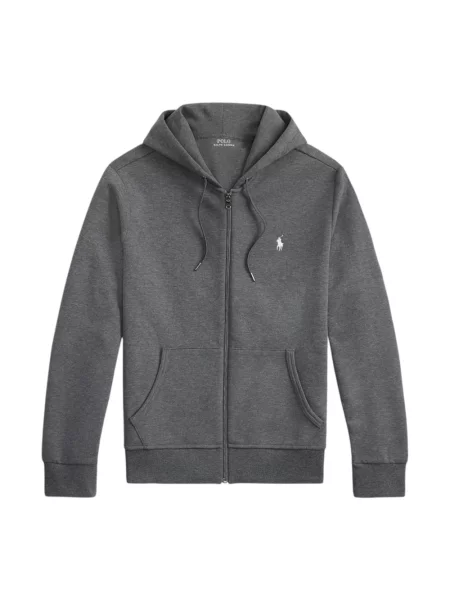 Dzianinowa bluza z kapturem Ralph Lauren z kapturem szara