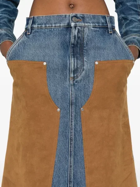 Fustă midi Stella Mccartney până la genunchi albastru