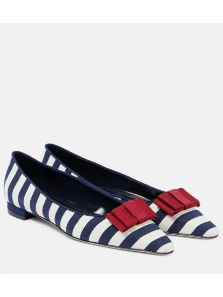Balerini Manolo Blahnik cu funde cu dungi albastru