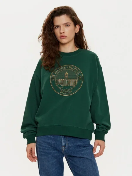 New Balance Суитшърт Oversize зелен