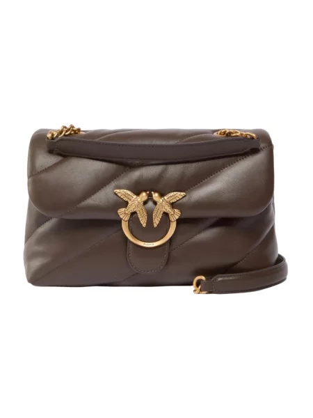 Torebka crossbody Pinko skórzana klasyczna brązowa