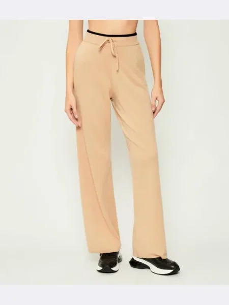 Pinko De lână pantaloni de tricot VERAGUAS | Straight fit cu adaos de cașmir bej