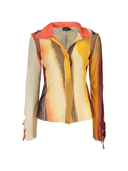 Cămașă Desigual cu imagine cu imprimeu abstract plasă