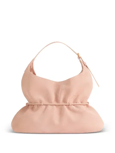 Geantă Balmain din piele de căprioară roz