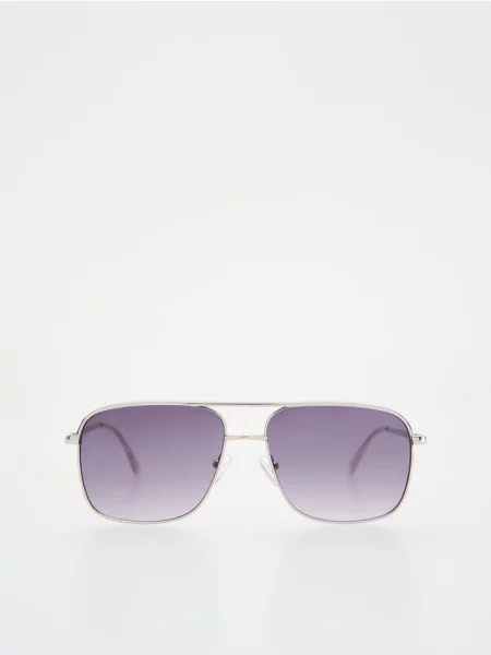 Reserved Ochelari de soare tip aviator argintiu