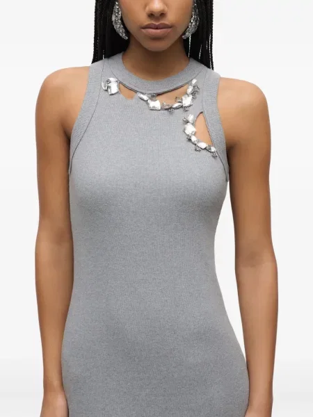 Rochie midi Area de cristal până la genunchi de costum gri