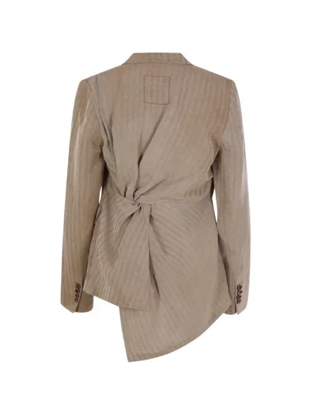 Sacou Uma Wang asimetric cu model herringbone maro