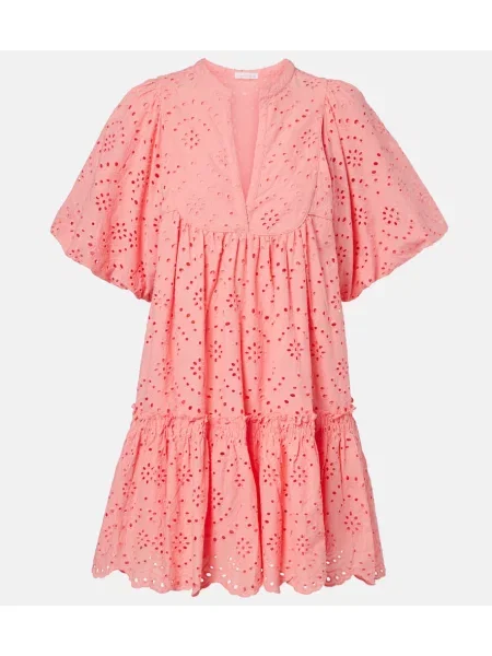 Rochie Poupette St Barth cu broderie roz