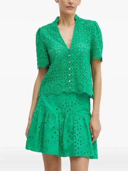 Top Morgan cu broderie verde