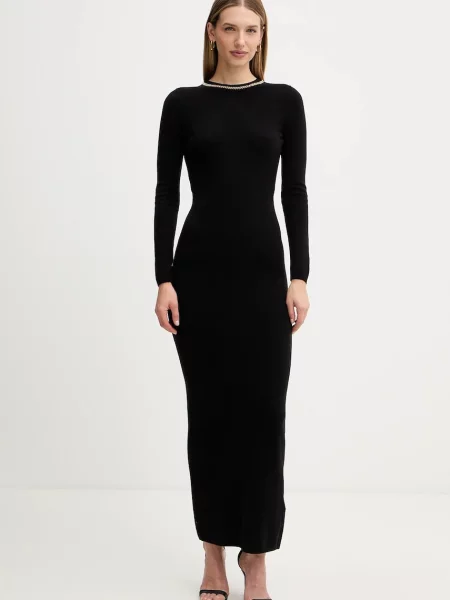 Marciano Guess sukienka z dodatkiem wełny ABEL maxi dopasowana czarny