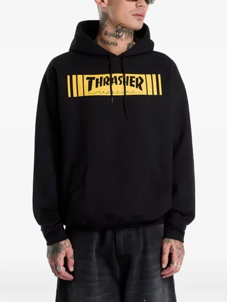 Hanorac cu glugă Thrasher cu imagine negru